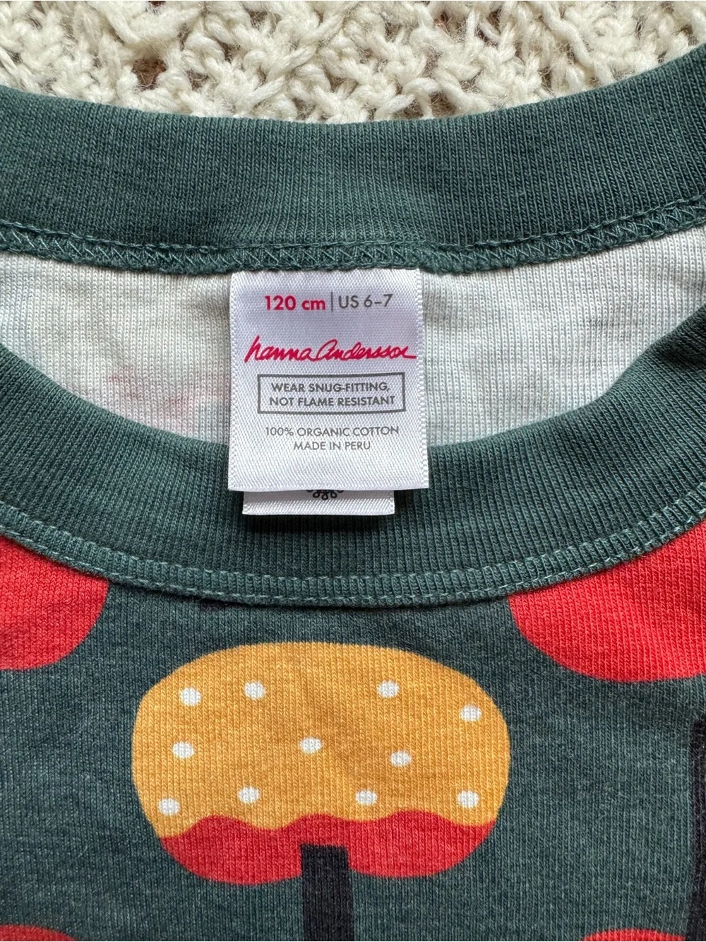 Hanna Andersson Apple Print Pajama Set 6-7 Fall Organic Cotton Pj’s Long Sleeve